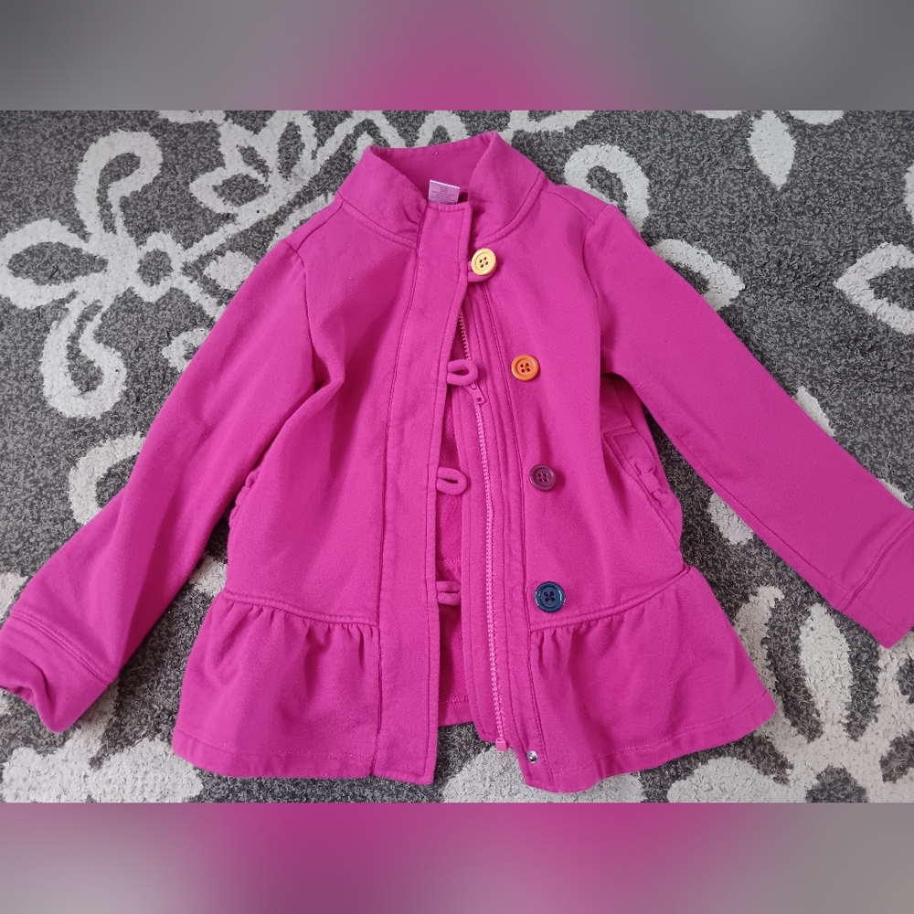 Pink Kids Jacket with Colorful Buttons
